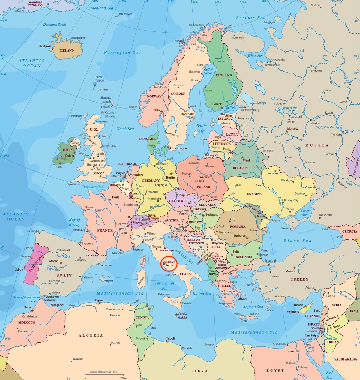 Řím na mapa evropy