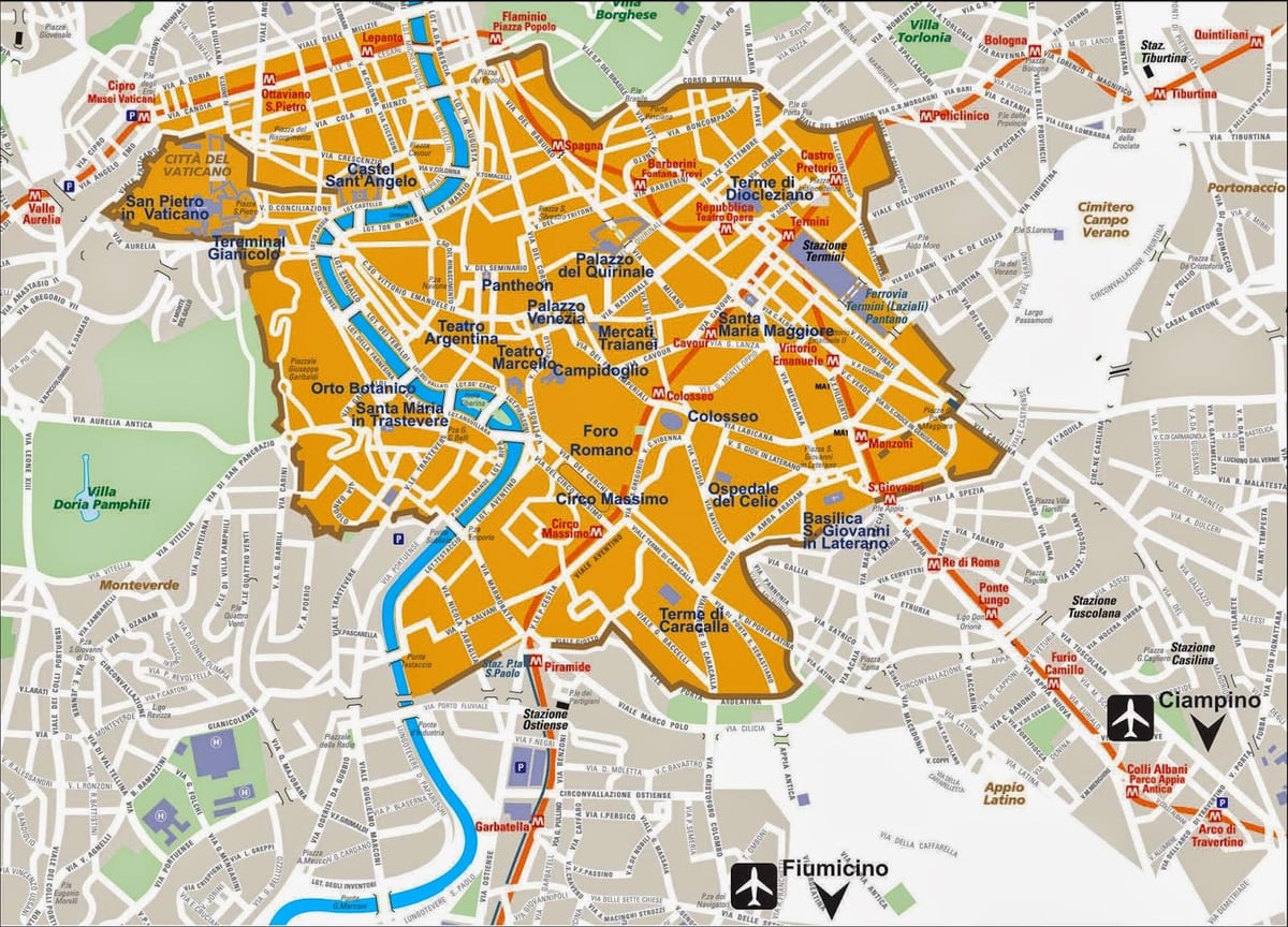 Mapa aurelian stěny 