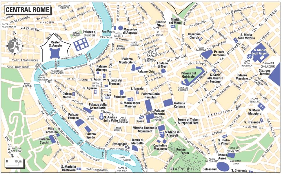 mapa střední Řím Itálie