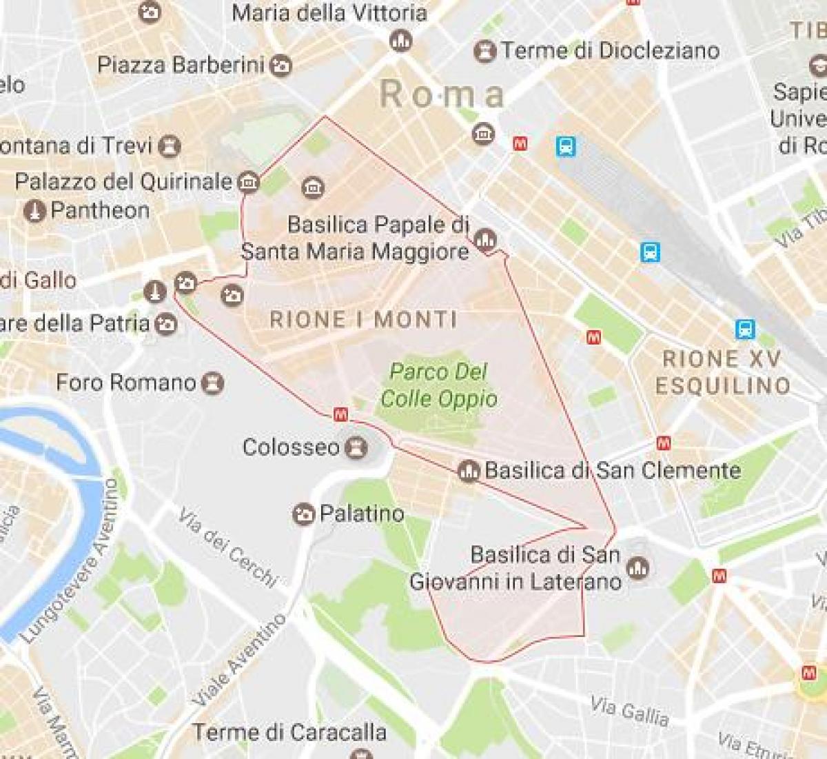Mapa monti Řím