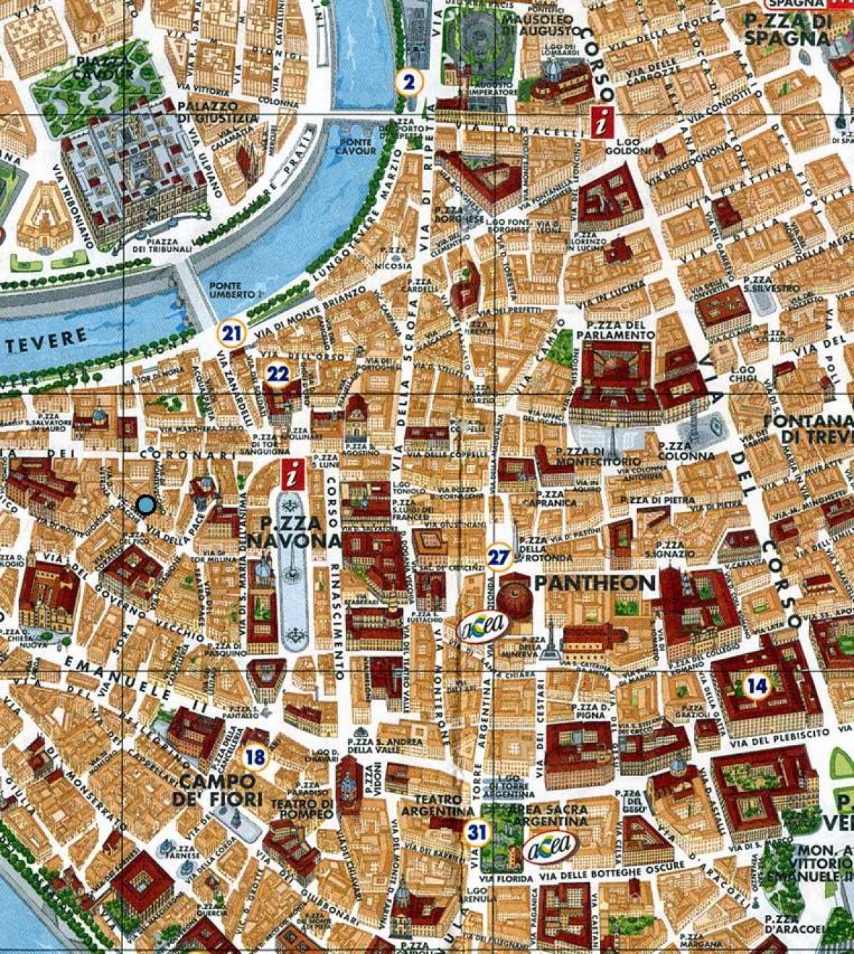 mapa Říma na náměstí piazza navona