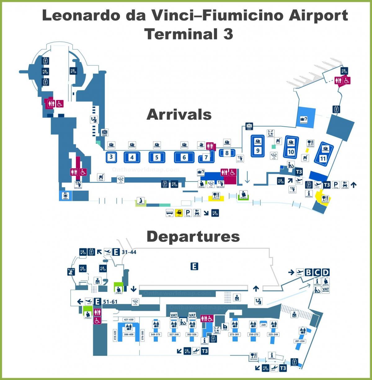 fco mapa letiště terminál 3