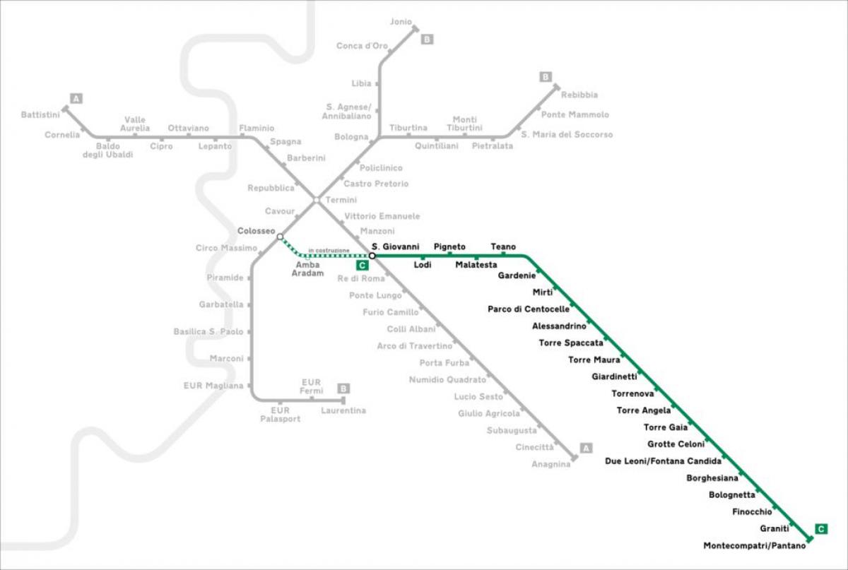 Mapa Říma metro linka c