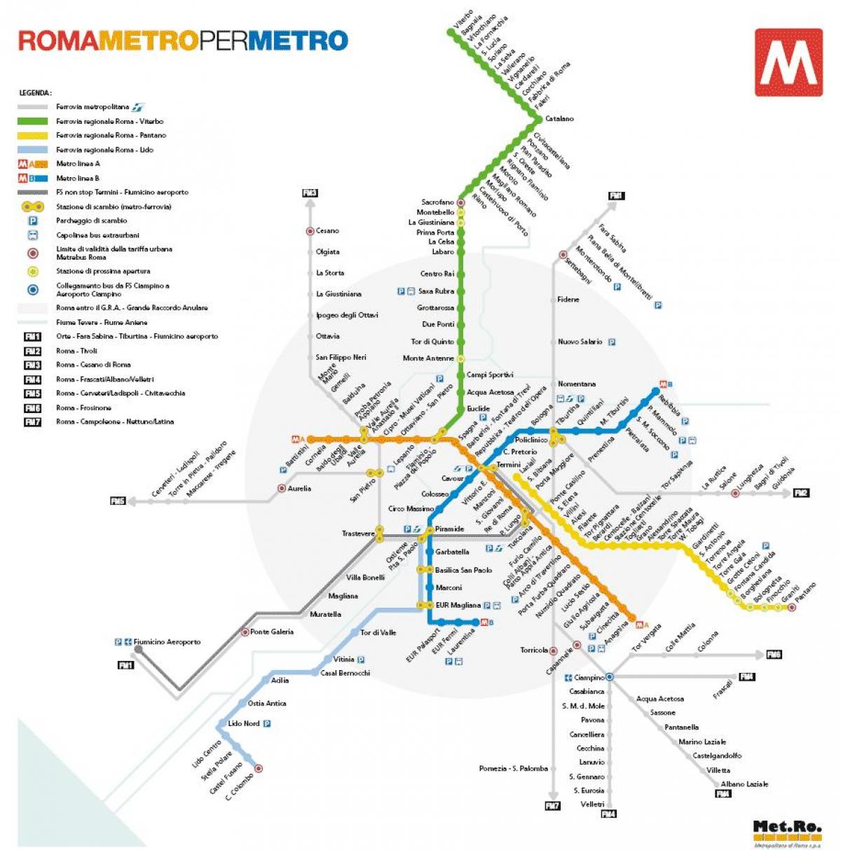 Řím mapa metro 2016