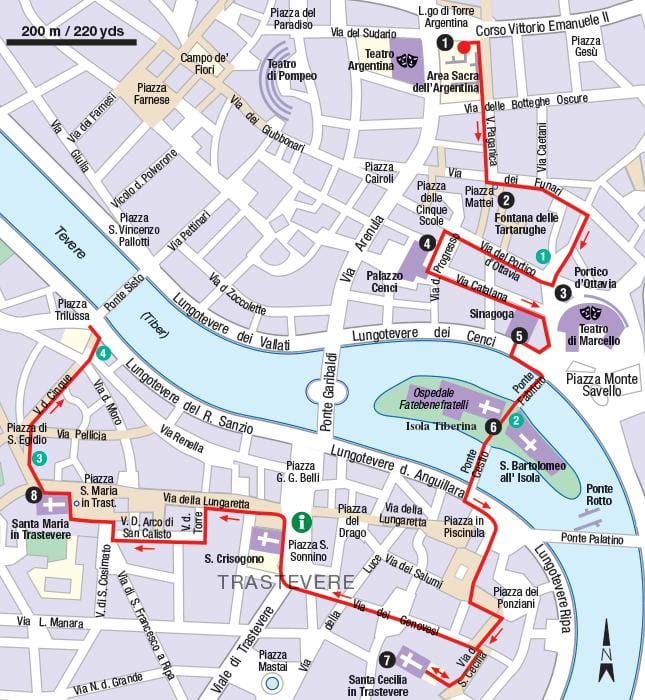 mapa trastevere v Řím Itálie