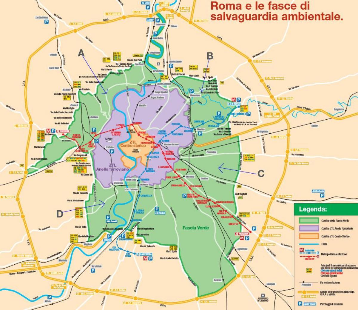 Mapa Říma parkoviště