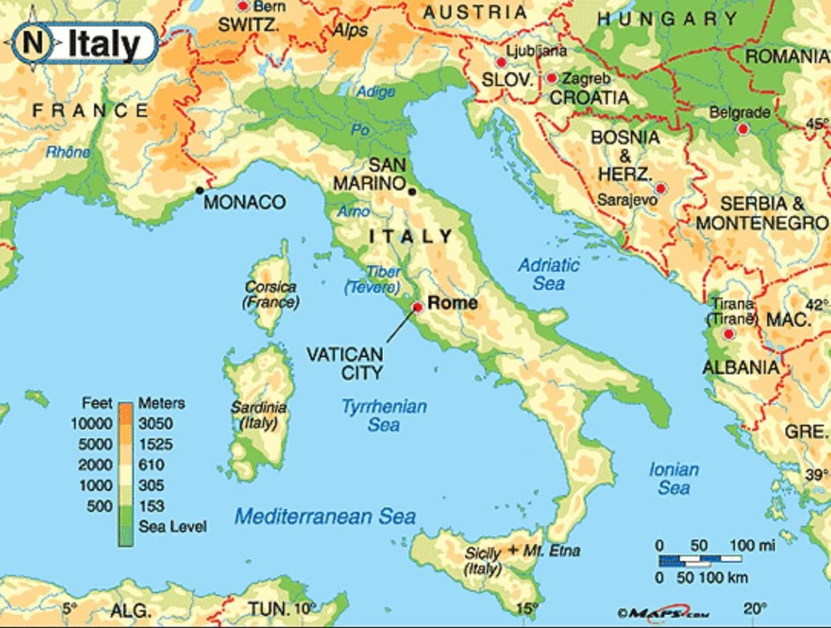 Mapa Říma geografie