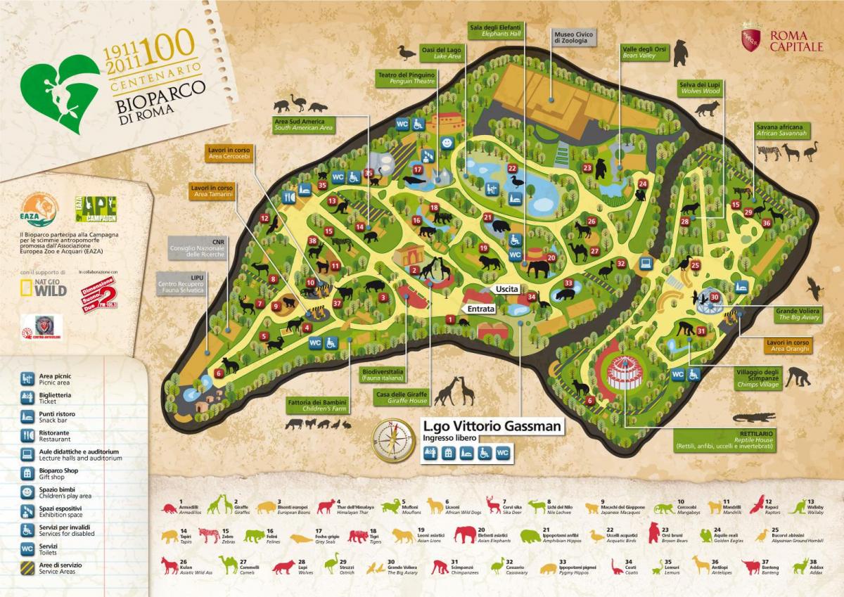 Mapa Říma zoo 