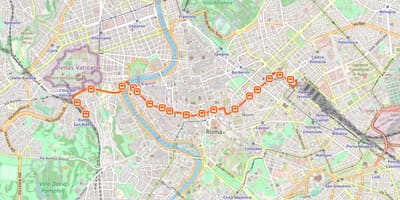 Mapa Říma autobusem 64 trasu