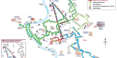 Mapa Říma elektrický autobus 