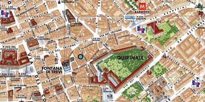 Mapa fontána di trevi Řím 