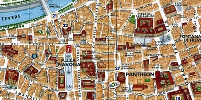 Mapa Říma na náměstí piazza navona