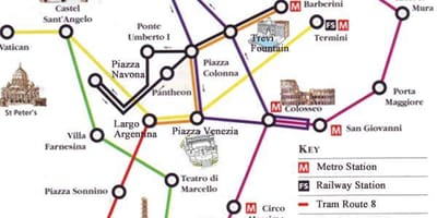 Rome metro mapa s turistických atrakcí
