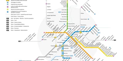 Mapa Říma a stanice metra